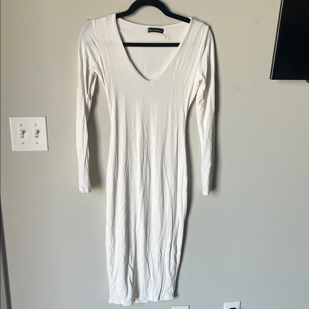 Naked Wardrobe White mid dress